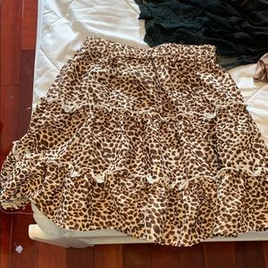 Cute Leopard Print Riffled Layered Skirt